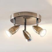 ELC Kalean plafondspot, nikkel, 3-lamps