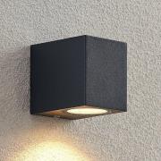 ELC buitenwandlamp Fijona, hoekig, 8,1 cm, grijs, aluminium