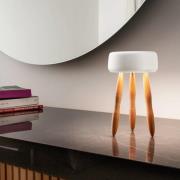 OLEV Drum designer tafellamp met accu hout/wit