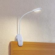 Prios klemlamp Najari, wit, oplaadbare batterij, USB, 51 cm hoog