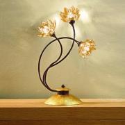 Bloemvormige tafellamp Fiorella, amber kristal