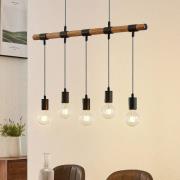 Lindby Sibillia hanglamp met hout, 5-lamps