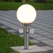 Lindby sokkellamp Vedran, 45 cm, roestvrij staal, glas, sensor