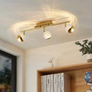 Lucande Kilio LED plafondspot, 3-lamps, goud
