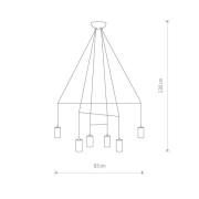 Hanglamp Imbria, 6-lamps, lengte 93cm, zwart