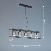 Hanglamp Iska met glazen kappen, 5-lamps