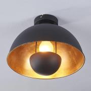 Lindby plafondlamp Lya, Ø 31 cm, zwart-goud, metaal, E27
