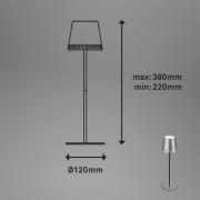 LED tafellamp Kiki met accu 3.000K antiek zilver