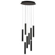Hanglamp Prado, zwart, 8-lamps, Ø 40 cm, dimbaar