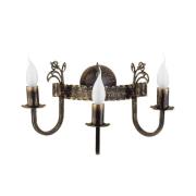 Wandlamp Castle donker m. de hand gepatineerd 3-l.