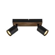 Wandlamp Jello Wood, zwart/hout 2-lamps