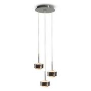 Puk Maxx Drop Trio hanglamp, mat chroom, 3-lamps G9