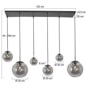 Bollique hanglamp, 6-lamps, zwart