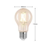 LED lamp E27 6W 2.700K filament, dimbaar helder 3 st