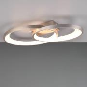 LED plafondlamp Malaga met 2 ringen, mat nikkel