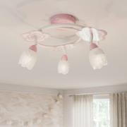 Kinderkamer-plafondlamp Mailin in roze, rond