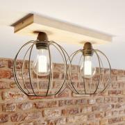 Plafondlamp Dorett, eikenhout, 2-lamps