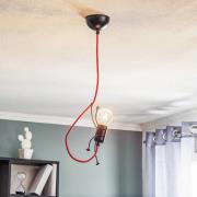 Hanglamp Bobi 1 in zwart, kabel rood, 1-lamp