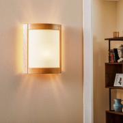 Wandlamp Zanna van hout, hoogte 34 cm, eiken licht