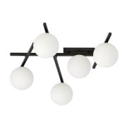 Plafondlamp Smart, zwart/opaal, 5-lamps