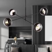 Plafondlamp Linear, zwart/helder, 4-lamps