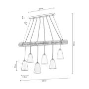Hanglamp Como, 6-lamps, walnoot