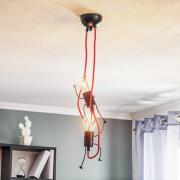 Hanglamp Bobi 2 in zwart, kabel rood, 2-lamps