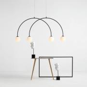 Hanglamp Alison, zwart/wit, 4-lamps, boog, 129cm