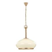 Hanglamp Astoria met glazen kap, wit/goud