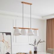 Lucande Jinda hanglamp, hout, witte stof