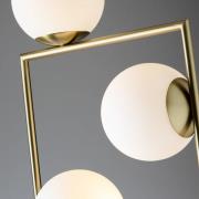 Vloerlamp Buble, goud, zes kappen van opaalglas