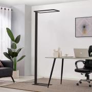 Prios Taronis LED vloerlamp voor kantoor, dimmer, zwart