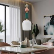 Lindby hanglamp Ysoria, grijs/roze/groen, keramiek, Ø 16 cm