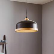 Hanglamp Studio met houtdecor 1-lamp zwart