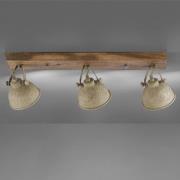 Plafondlamp Samia 3-lamps, hout, beige structuur