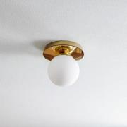 Plato plafondlamp, goudkleurig, metaal, opaalglas, Ø 22 cm