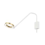 LED wandlamp 22043 arm bewegelijk mat wit/goud