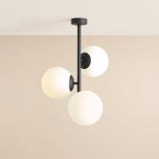 Dione plafondlamp, opaal/zwart, 3-lamps