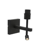 Stang wandlamp, LED leeslampje, natuurlijk vlechtwerk