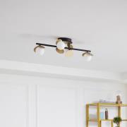 Lucande LED plafondlamp Pallo, 4-lamps, zwart/goud, glas