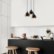 Hanglamp Tattoo 6201 3-lichts rondel zwart/goud