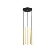 Hanglamp Sone, baldakijn rond, 5-lamps, messing