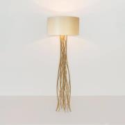 Vloerlamp Capri, goud/ecru, hoogte 155 cm, gehamerd ijzer