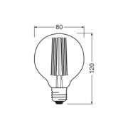 OSRAM LED Vintage 1906, G80, E27, 11 W, grijs, 1.800 K, dimbaar.