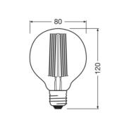 OSRAM LED Vintage 1906, G80, E27, 5,8 W, goud, 2.200 K, dimbaar.