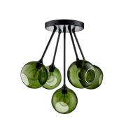 Plafondlamp Ballroom Molecule, groen, glas, 5-lamps