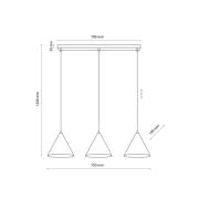 Hanglamp CONO, 3-lamps, Linear, lengte 75 cm, wit