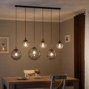 Hanglamp Esme, glas, grafiet-transparant, 6-lamps, lineair
