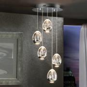 Hanglamp Rocio, 5-lamps, rond, metaal, glas, chroom