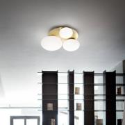 Ideal Lux plafondlamp Ninfea, messingkleurig, opaalglas, 3-lichts.